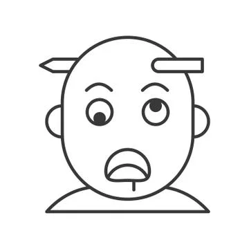 Corpse with stabbed by nail on his head, halloween icon editable stroke 스톡 일러스트