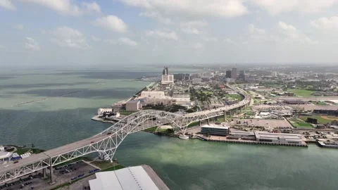 Corpus Christi, TX, steady flight, aerial landscape video view in Corpus Christi Stock Footage 282591266