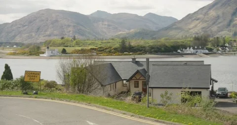 Corran Ferry Road Sign Focus Pull Revealing Service Closure Stock-Footage 239777052