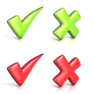 Correct and incoorrect check marks. 3D Stock Illustration