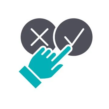 Correct and incorrect checkmarks colored icon. Person vote, right and wrong tick Stock Illustration
