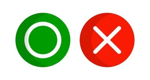 Correct and incorrect circle and cross icon set. Permitted or prohibited. V.. 스톡 일러스트