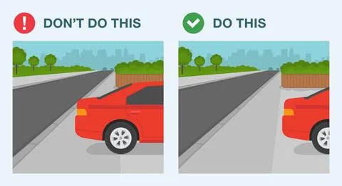 Correct and incorrect park. Car blocking sidewalk access. Ilustración de archivo