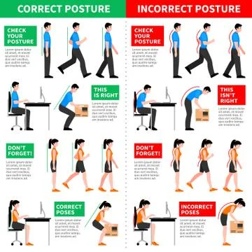 Correct And Incorrect Postures Infographics Stock Illustration