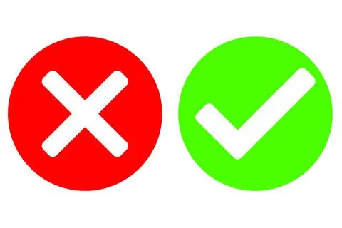 The correct and incorrect signs are made on the red and green circle. Infogra Illustrazione stock
