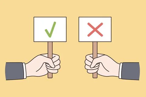 Correct and incorrect signs concept. 库存插图