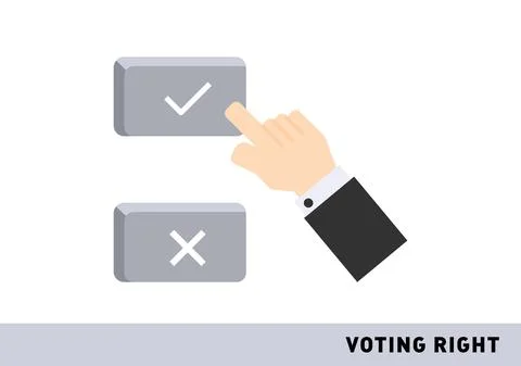 Correct and wrong button to voting online click for election period vector Illustrazione stock