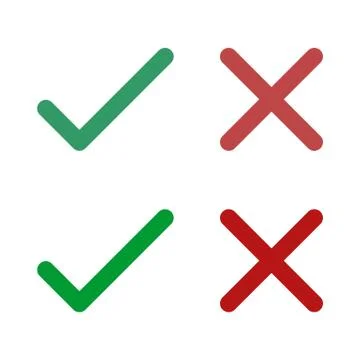 Correct and Wrong Icon Logo Template - Check Mark and Cross Illustration Desi Stock Illustration