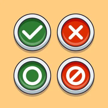 Correct and wrong sign symbol - cartoon vector illustration. Stock Illustration