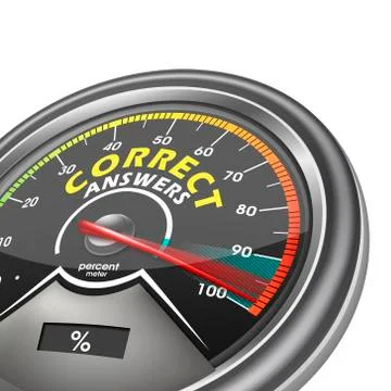 Correct answers conceptual meter indicate hundred percent Illustrazione stock
