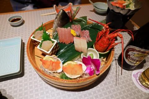 Correct authentic sashimi dish plate unique to Japan Photos