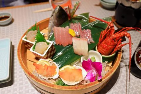 Correct authentic sashimi dish plate unique to Japan 스톡 사진