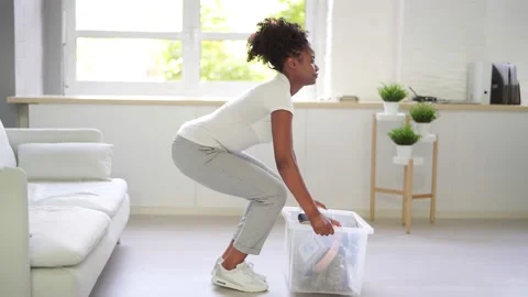 Correct Box Lifting Posture Stock Footage 218736878