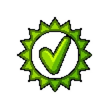 Correct check mark pixel art vector illustration Stock Illustration