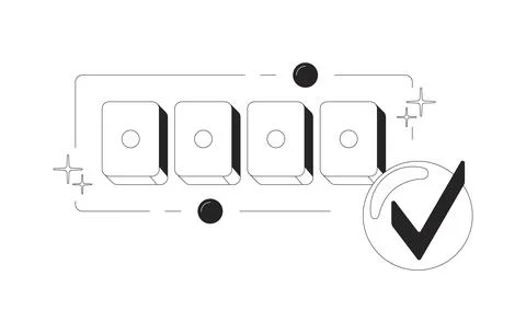 Correct code confirmation clean onboarding illustration Illustrazione stock