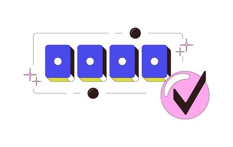 Correct code confirmation modern onboarding illustration Illustrazione stock