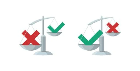 Correct decision choosing - tick and cross signs Illustrazione stock
