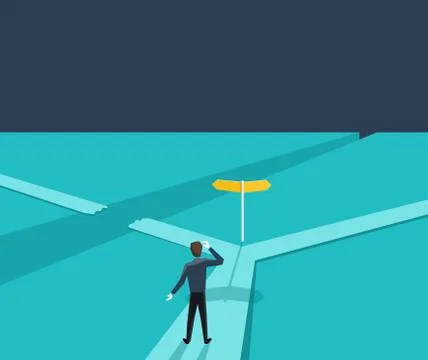 Correct decision chosing - confused man Stock Illustration