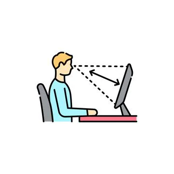 Correct distance to screen olor line icon. Pictogram for web page, mobile app Stock Illustration