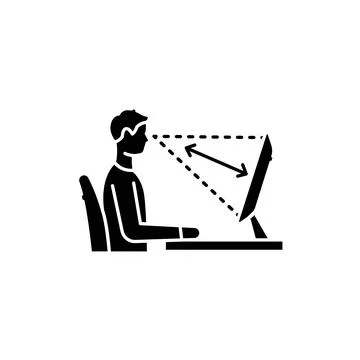 Correct distance to screen olor line icon. Pictogram for web page, mobile app Stock Illustration