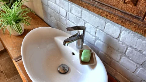 Correct handwashing technique with soap by WHO to prevent the spread of COVID-19 Stock Footage 128376372