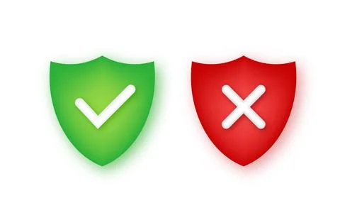 Correct, incorrect sign. Right and wrong mark icon. Check ok, YES, no, X marks Stock Illustration