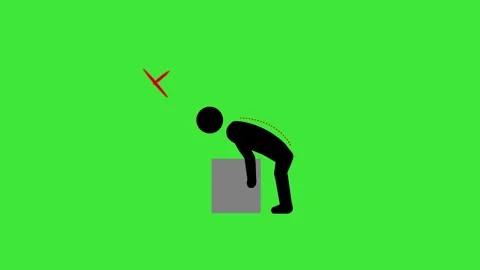 Correct Lifting Posture Silhouette Heavy Object Technique Animation 4K Video stock 334858172