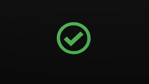 Correct or Right Choice icon in Green Check mark icon on black background Stock Footage 287873338