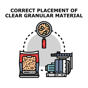 Correct placement granular material processing concept Stock Illustration