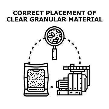 Correct placement granular material processing concept Stock Illustration