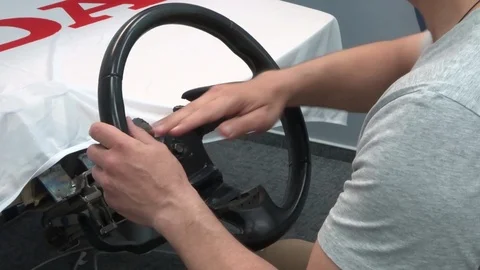 The correct position of the hands on the handlebars is the driving school Stock Footage 94866009