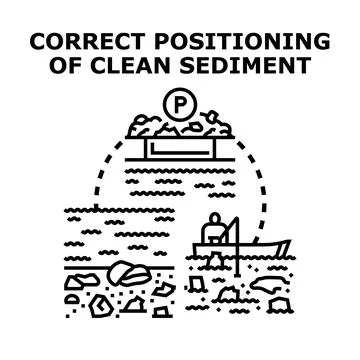 Correct positioning clean sediment restoring water ecosystem Stock Illustration