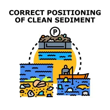 Correct positioning clean sediment restoring water ecosystem Stock Illustration