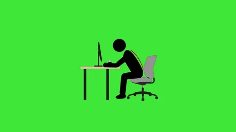 Correct Posture Sit and Safe Eye Distance Animation Stock-Footage 334858171