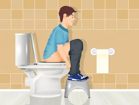 Correct posture on the toilet Stock Illustration