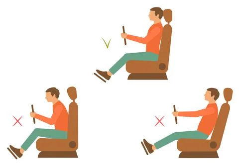 Correct sitting position in the car Illustrazione stock