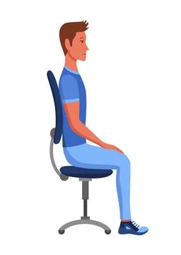 Correct sitting position. Good sitting posture. Vector illustration in flat Illustrazione stock