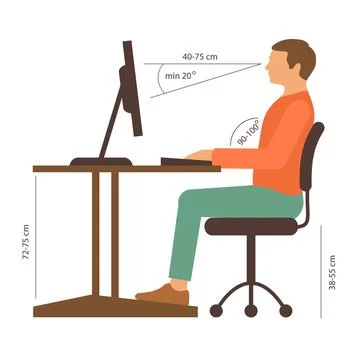 Correct sitting position Illustrazione stock