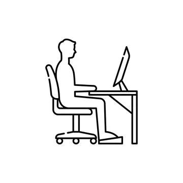 Correct sitting posture olor line icon. Pictogram for web page, mobile app, p Illustrazione stock