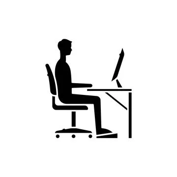 Correct sitting posture olor line icon. Pictogram for web page, mobile app, p Illustrazione stock