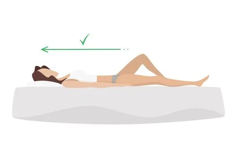 Correct sleeping body posture. Healthy sleeping position spine on orthopedic Stock Illustration