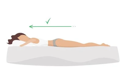 Correct sleeping body posture. Healthy sleeping position spine on orthopedic Stock Illustration
