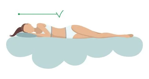 Correct sleeping body posture. Healthy sleeping position spine on orthopedic Stock Illustration