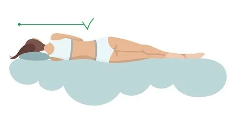 Correct sleeping body posture. Healthy sleeping position spine on orthopedic Stock Illustration