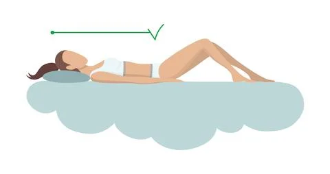 Correct sleeping body posture. Healthy sleeping position spine on orthopedic Stock Illustration