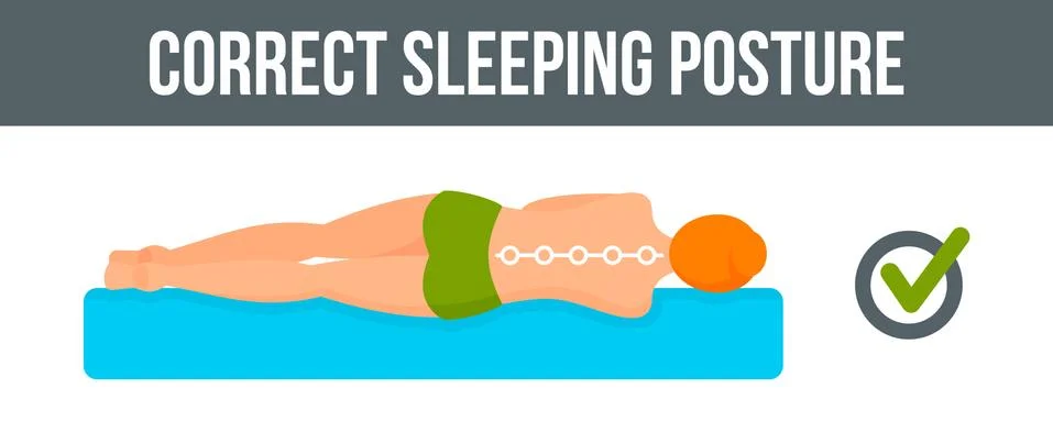 Correct sleeping posture banner horizontal, flat style Illustrazione stock