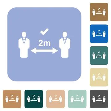Correct social distancing rounded square flat icons Stock Illustration