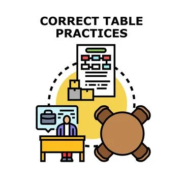 Correct table practices business strategy and analysis Stock Illustration