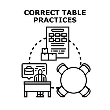 Correct table practices business strategy and analysis Ilustración de archivo