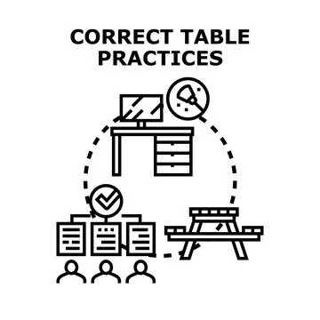 Correct table practices concept vector illustration Ilustración de archivo